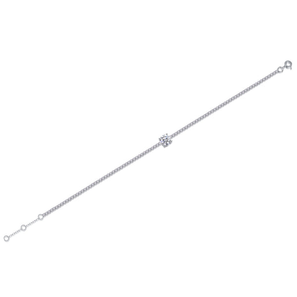 VAVO Dawn Dew Beads Moissanite Silver Bracelet