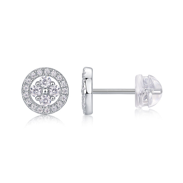 VAVO Silver Osmanthus Moissanite Stud Earrings