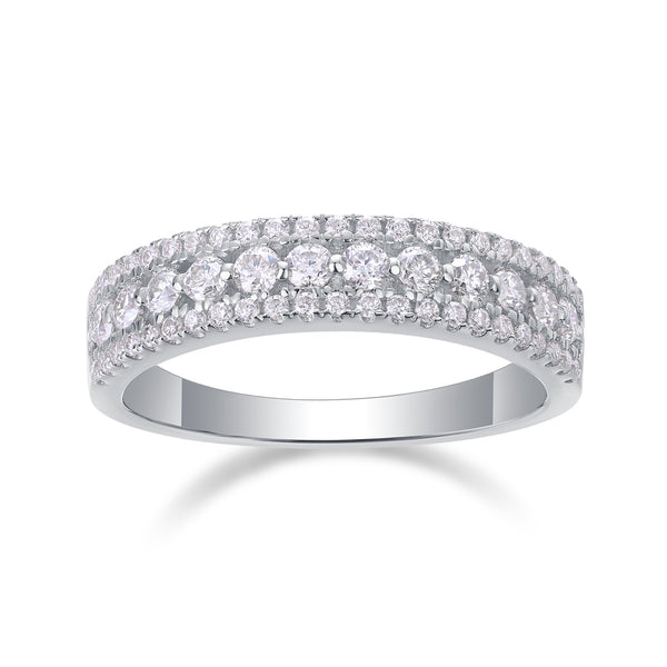 VAVO Multi-Row Moissanite Silver Ring