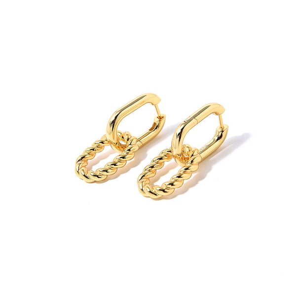 VAVO Double Ring Buckle Gold-Plated 925 Silver Earring