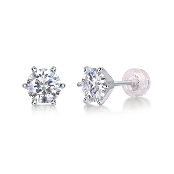 VAVO Guardian Six-Claw Moissanite Stud Earrings