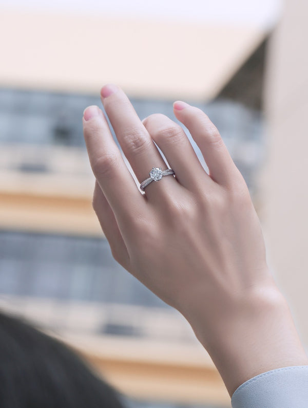 VAVO Moissanite Diamond Silver Wedding Ring